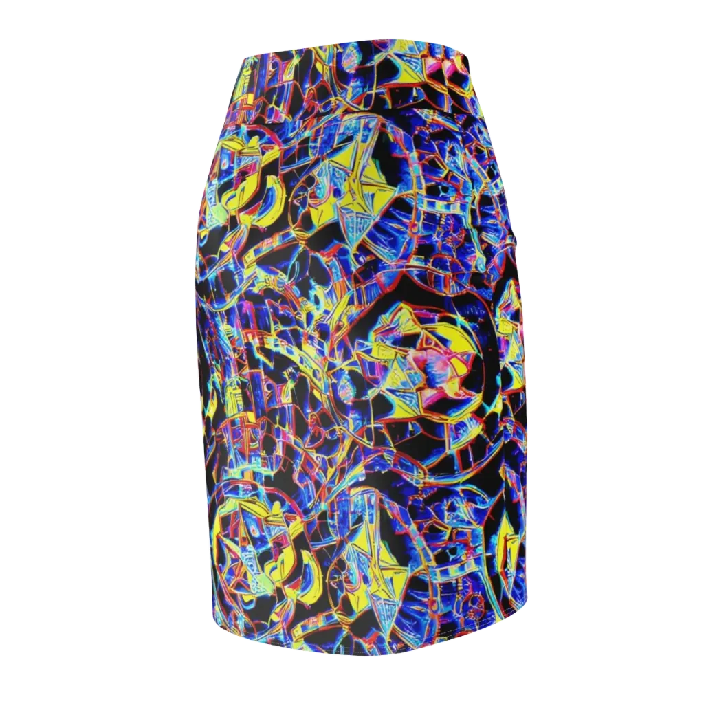 Futurist Frenzy on Pencil Skirt — Back Side