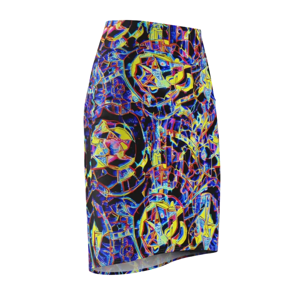 Futurist Frenzy on Pencil Skirt — Front Side