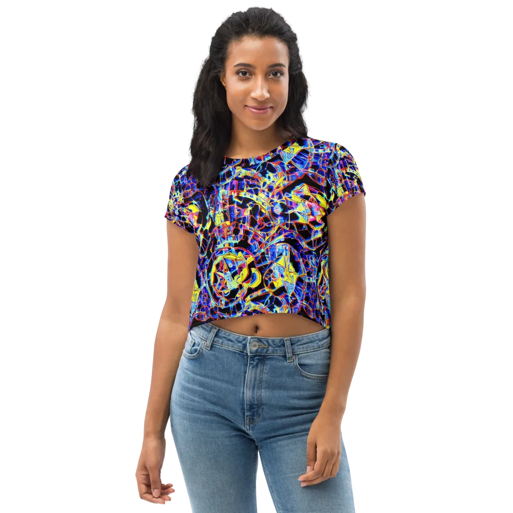 Futurist Frenzy on Crop Tee — Front