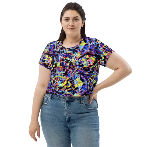 Futurist Frenzy on a Crop Tee