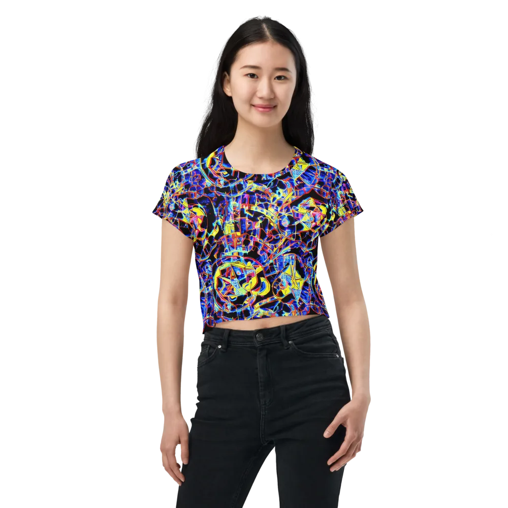 Futurist Frenzy on Crop Tee — Front