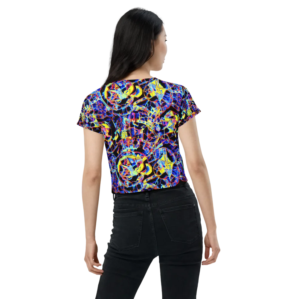 Futurist Frenzy on Crop Tee — Back