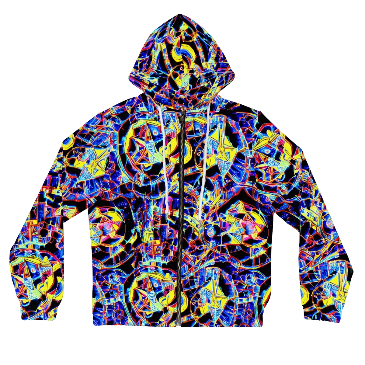 Futurist Frenzy on Women's Full-Zip Hoodie — Front