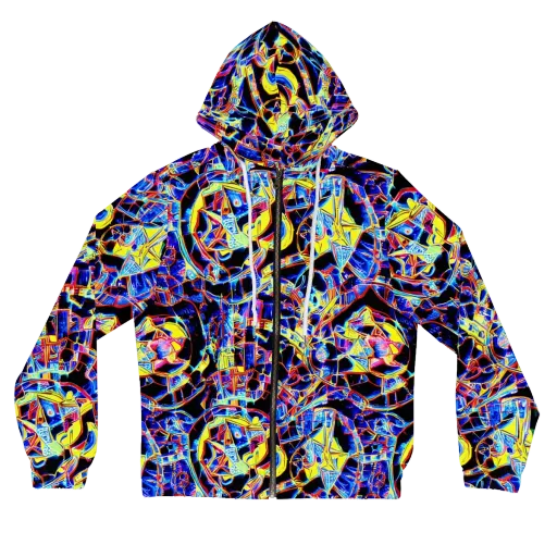 Futurist Frenzy on a Women's Full-Zip Hoodie