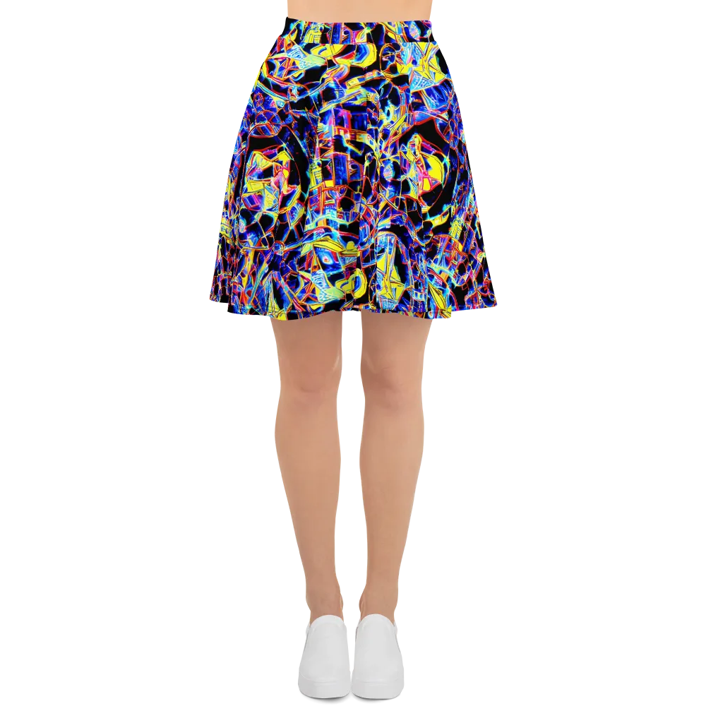 Futurist Frenzy on Skater Skirt — Front