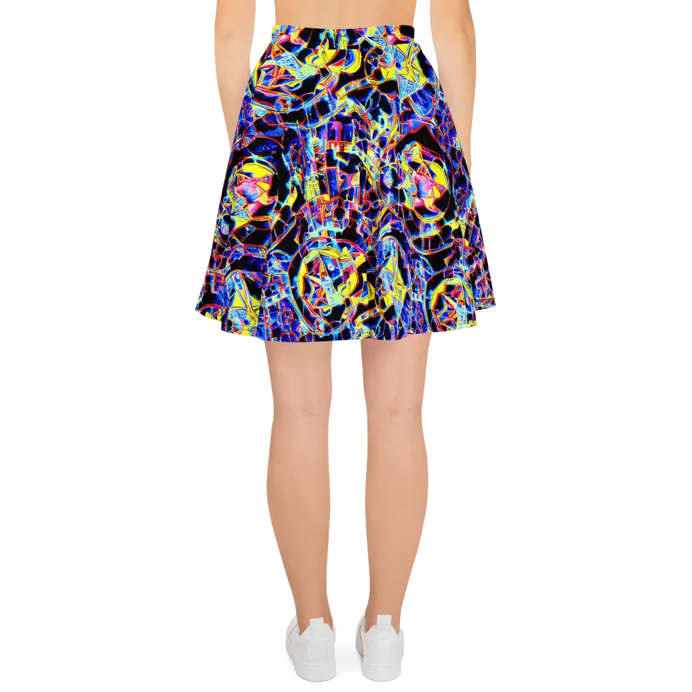 Futurist Frenzy on Skater Skirt — Back