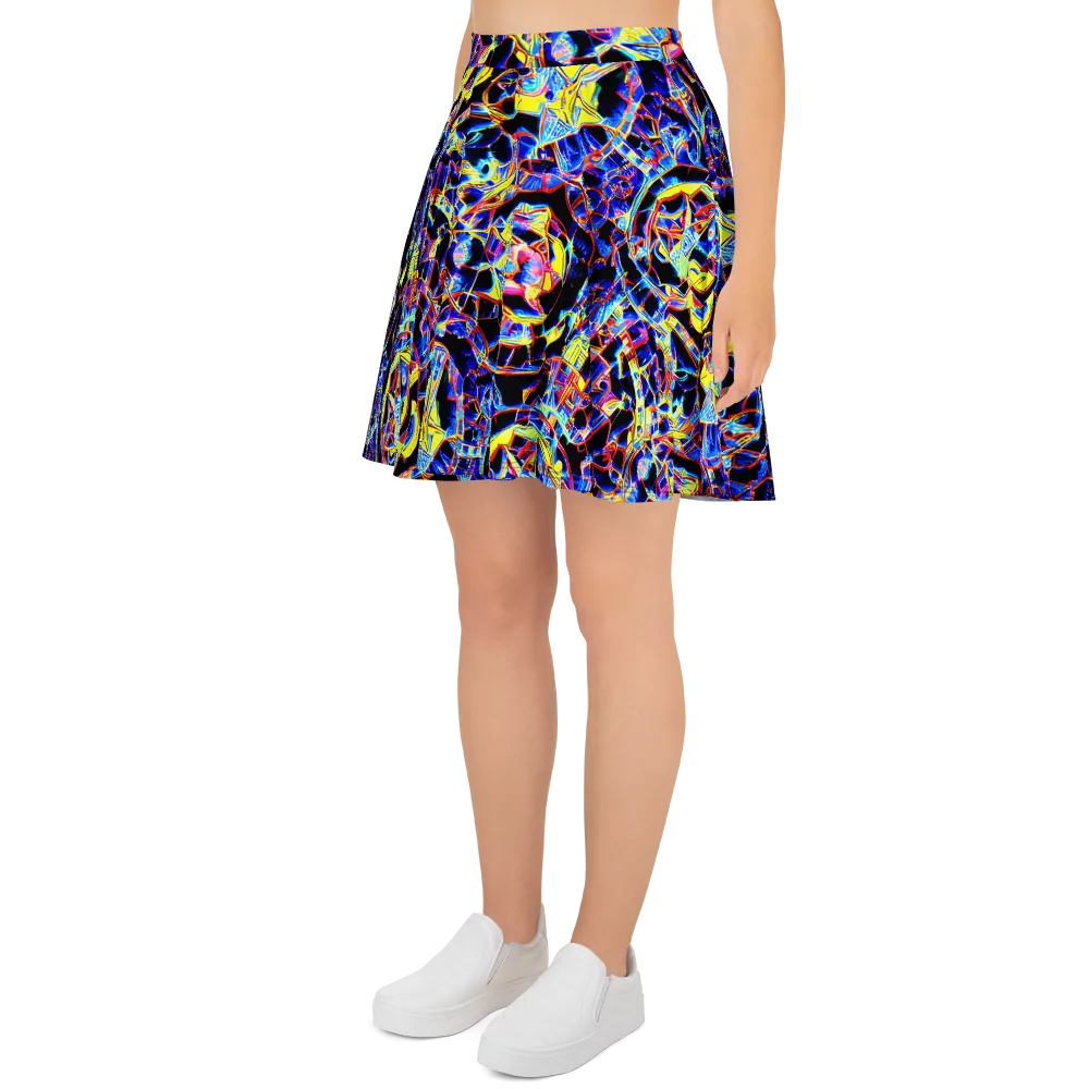 Futurist Frenzy on Skater Skirt — Left