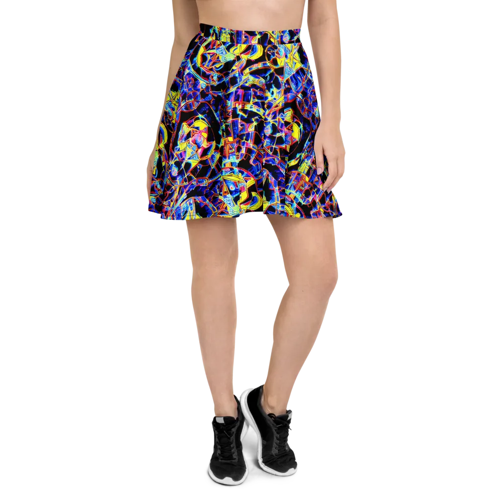 Futurist Frenzy on Skater Skirt — Front