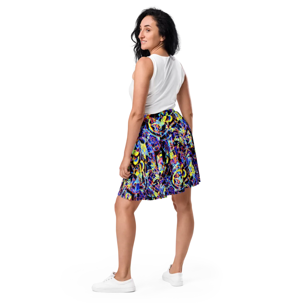 Futurist Frenzy on Skater Skirt — Back