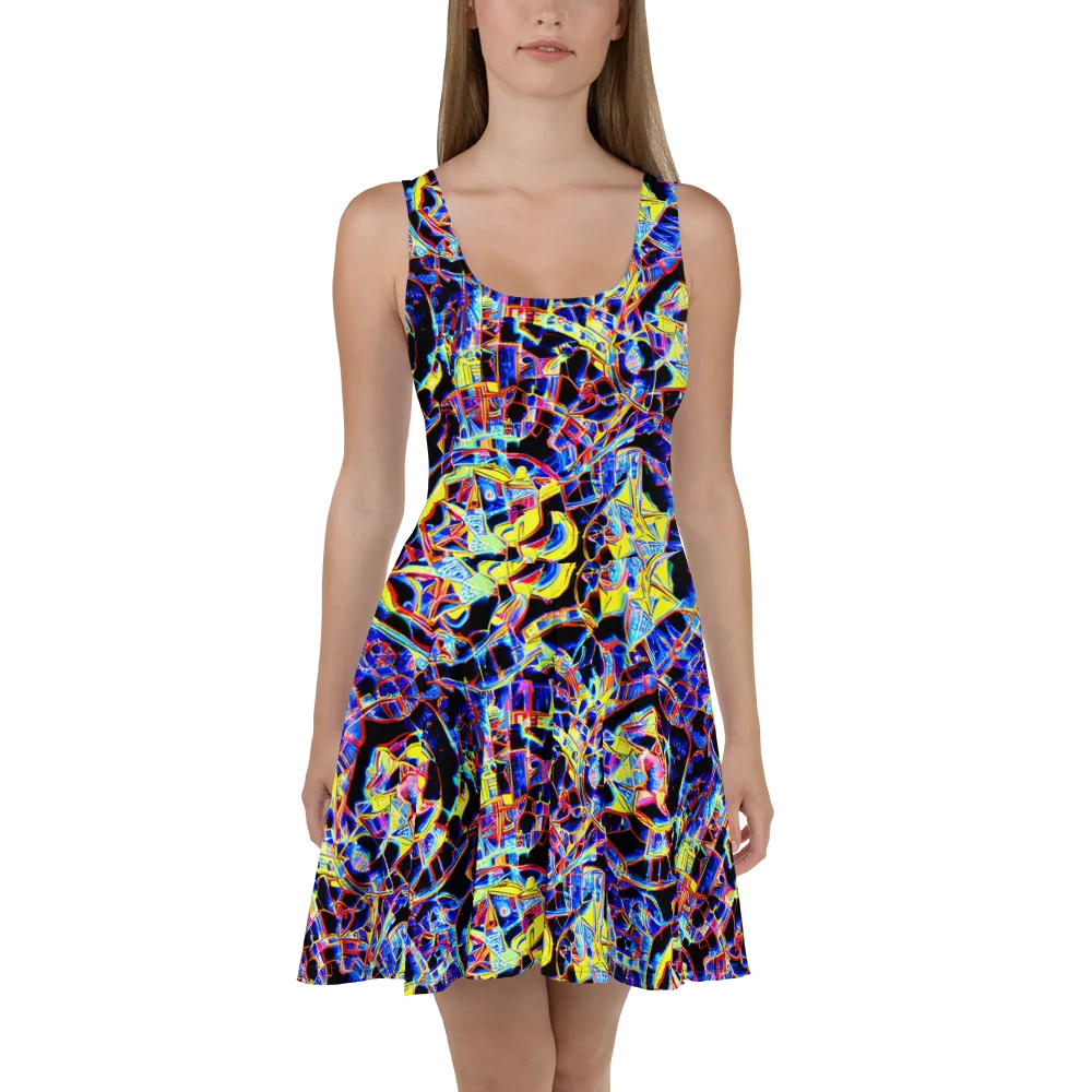 Futurist Frenzy on Skater Dress — Front