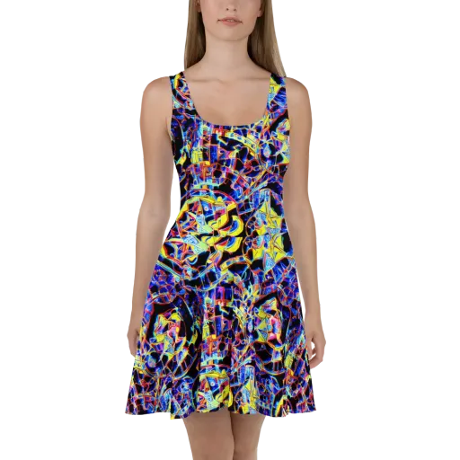 Futurist Frenzy on a Skater Dress