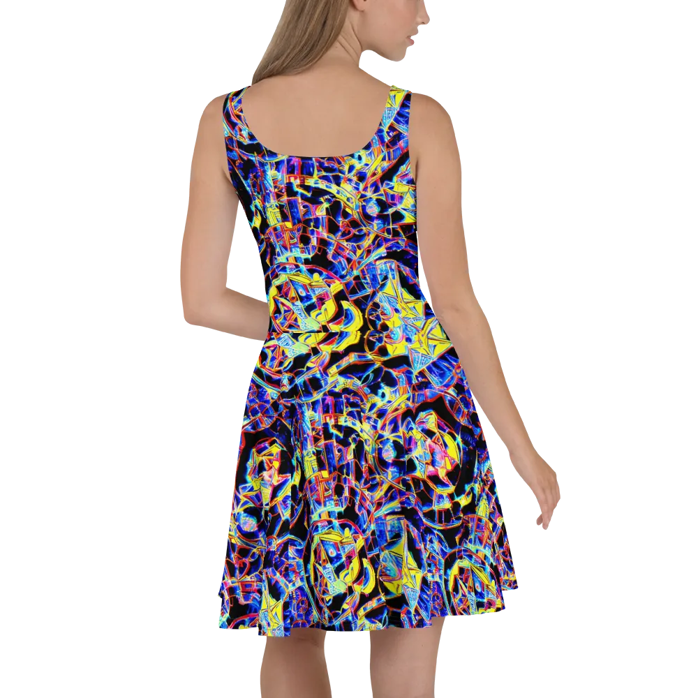 Futurist Frenzy on Skater Dress — Back