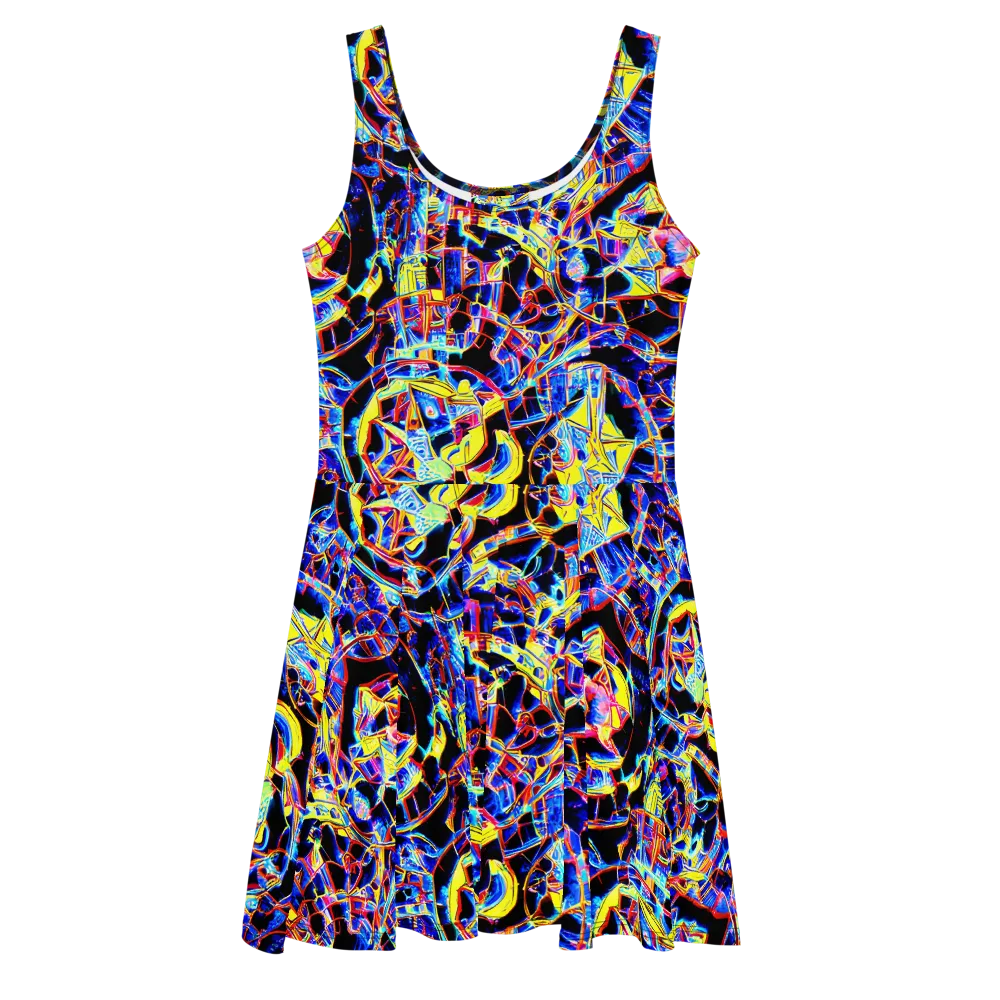 Futurist Frenzy on Skater Dress — Front