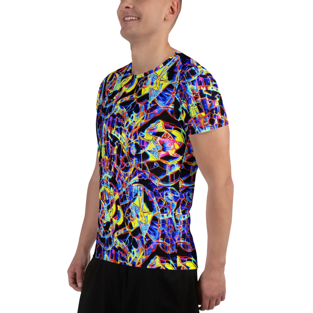 Futurist Frenzy on Men's Athletic T-Shirt — Left