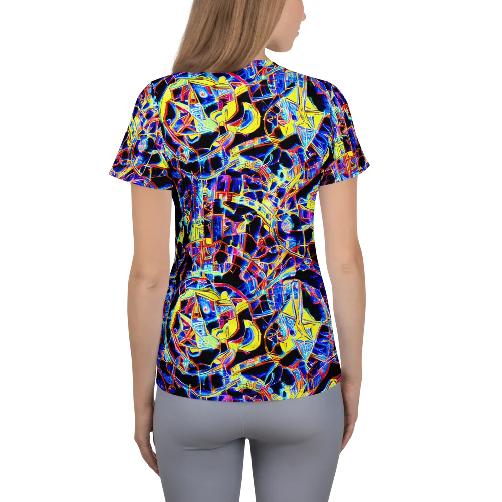 Futurist Frenzy on Women's Athletic T-Shirt — Back