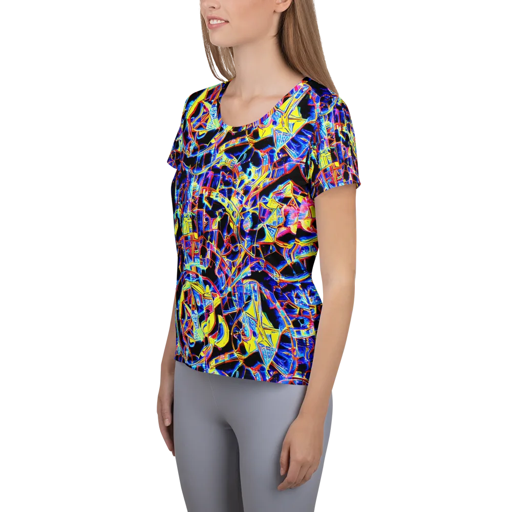 Futurist Frenzy on Women's Athletic T-Shirt — Left