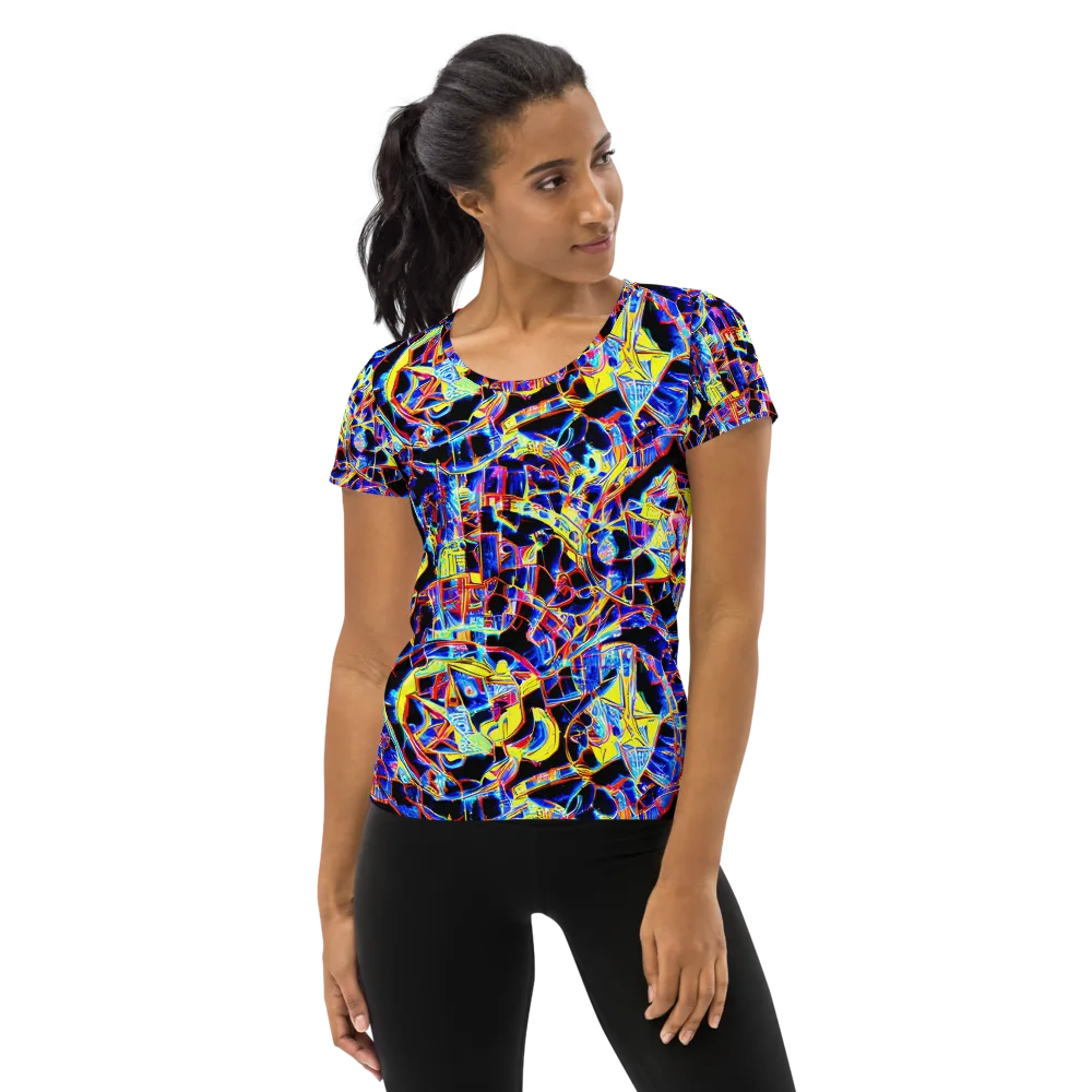 Futurist Frenzy on Women's Athletic T-Shirt — Front