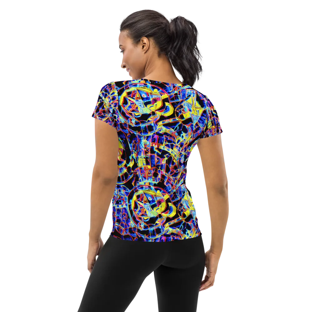 Futurist Frenzy on Women's Athletic T-Shirt — Back