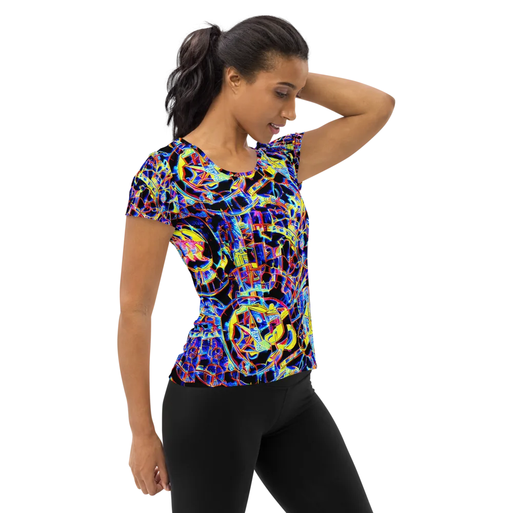 Futurist Frenzy on Women's Athletic T-Shirt — Right