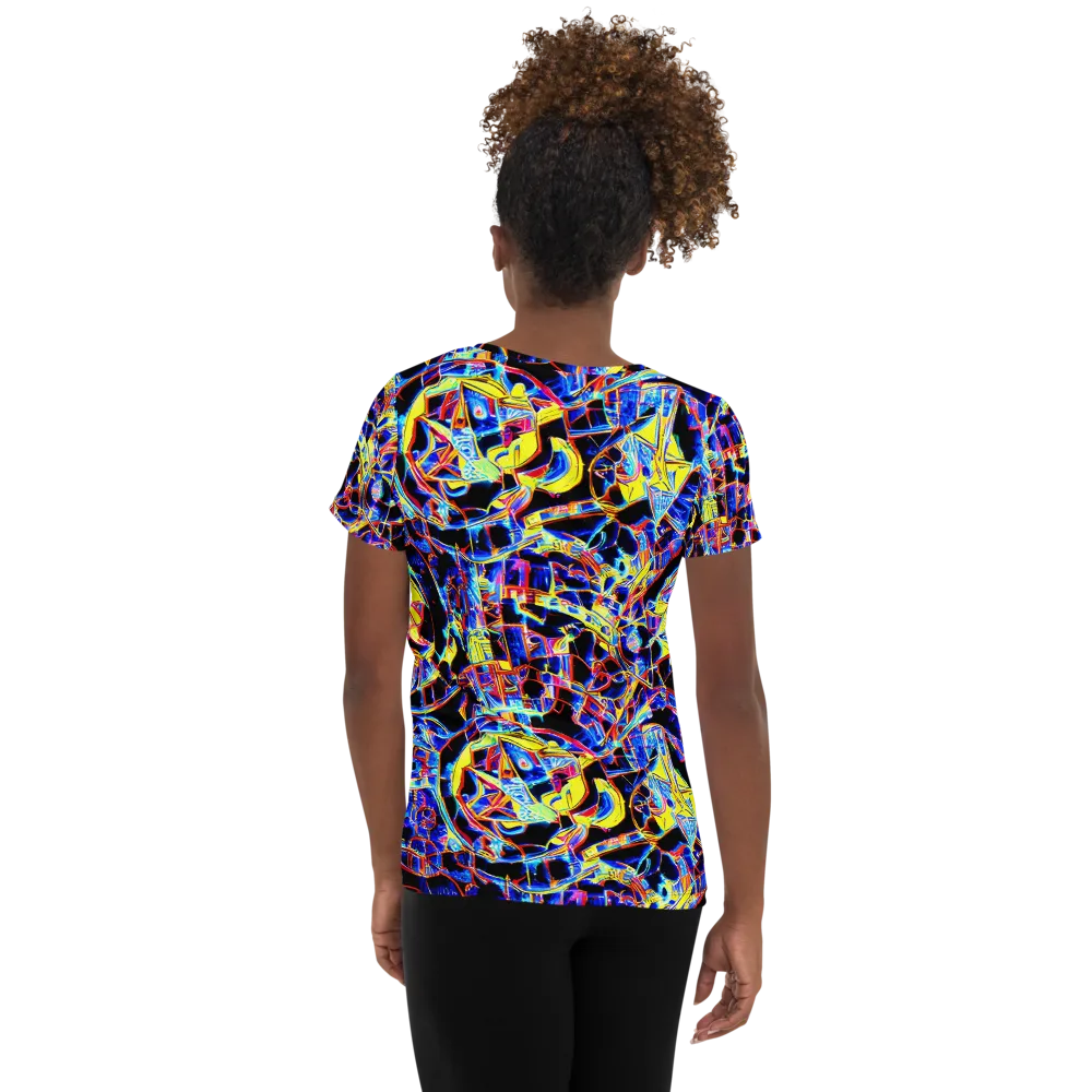 Futurist Frenzy on Women's Athletic T-Shirt — Back