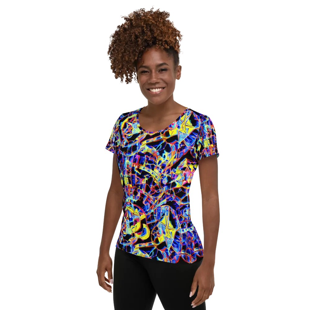 Futurist Frenzy on Women's Athletic T-Shirt — Left
