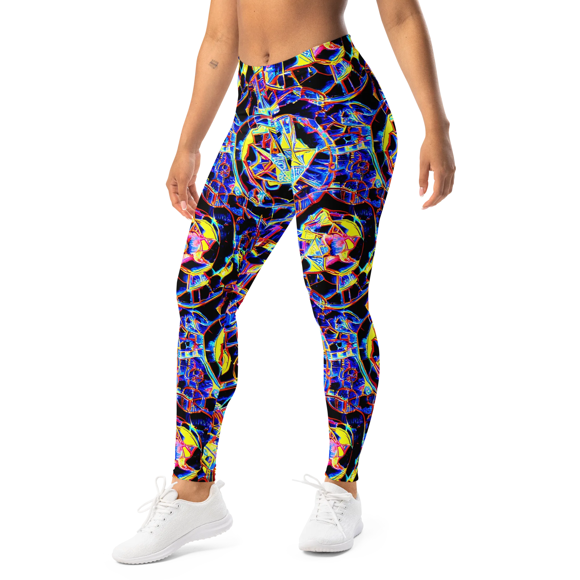 Futurist Frenzy on Leggings — Left Front
