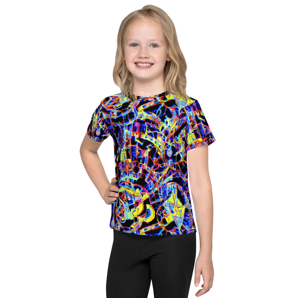 Futurist Frenzy on Kids Crew Neck T-Shirt — Front