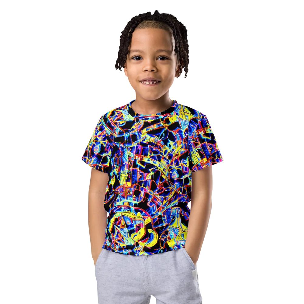 Futurist Frenzy on Kids Crew Neck T-Shirt — Front