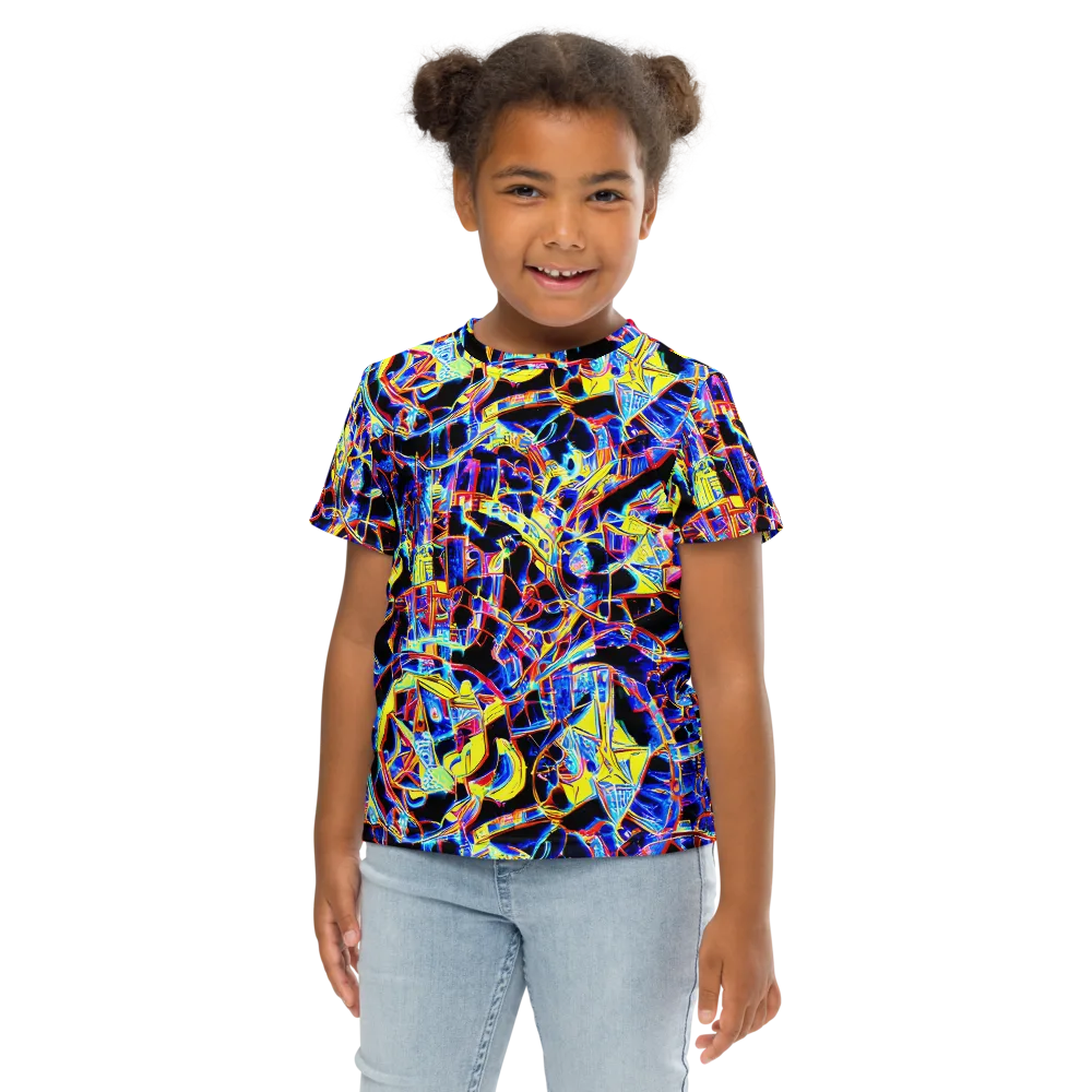 Futurist Frenzy on Kids Crew Neck T-Shirt — Front