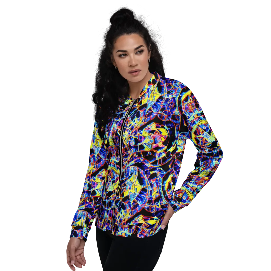 Futurist Frenzy on Bomber Jacket — Left