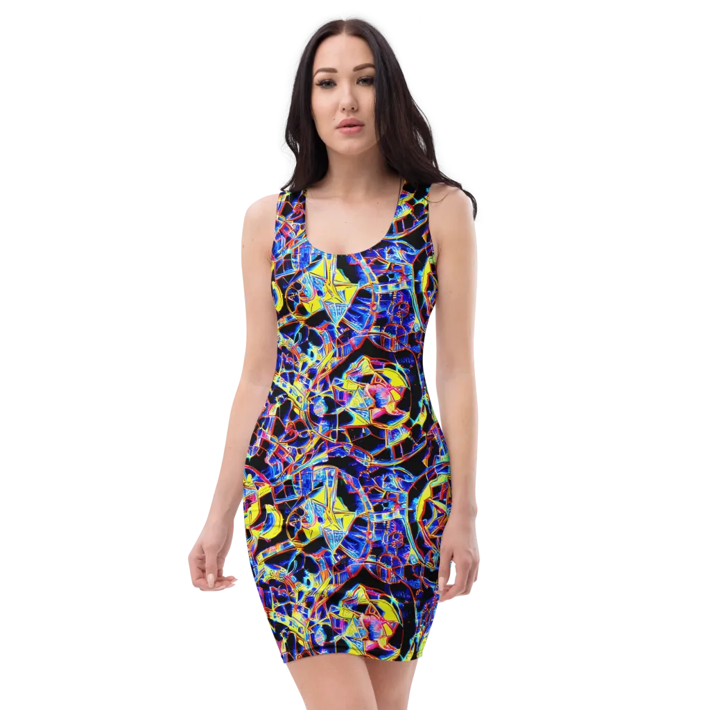 Futurist Frenzy on Bodycon Dress — Front