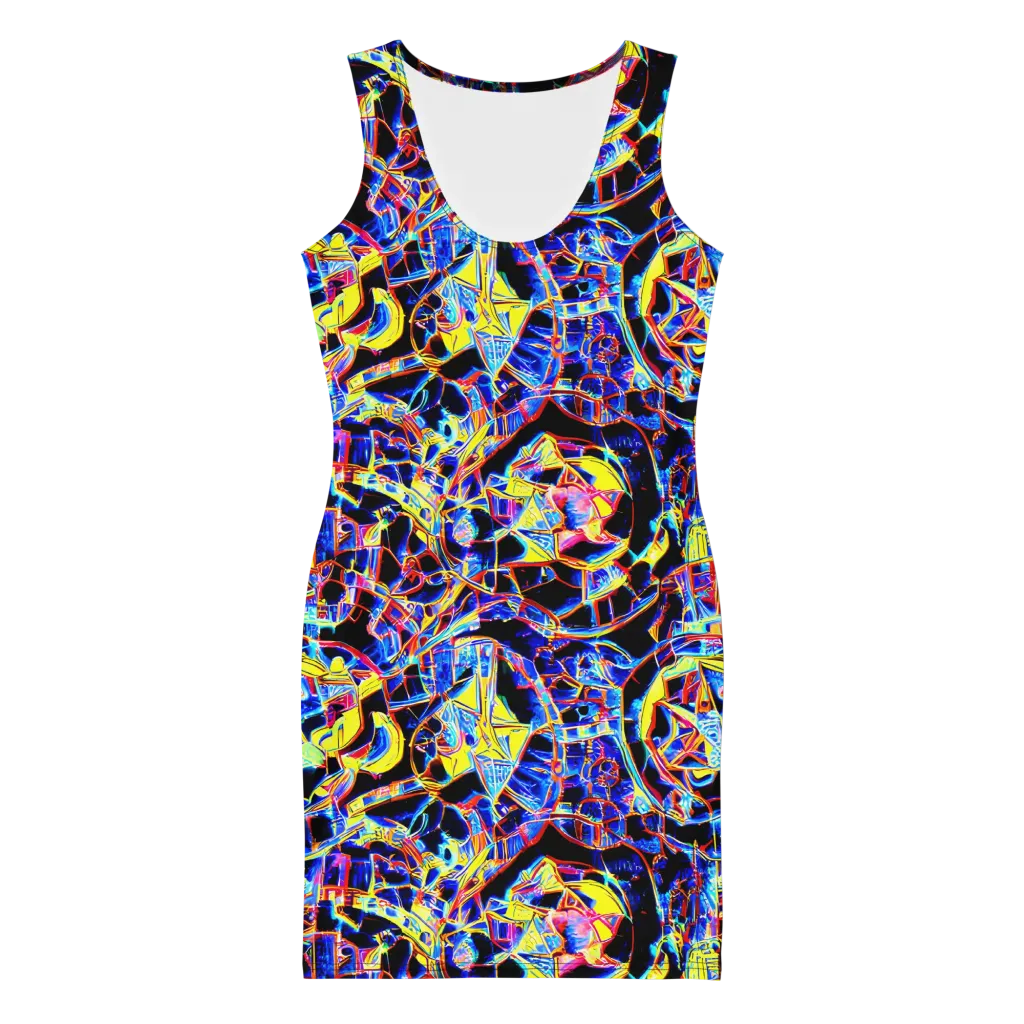 Futurist Frenzy on Bodycon Dress — Front