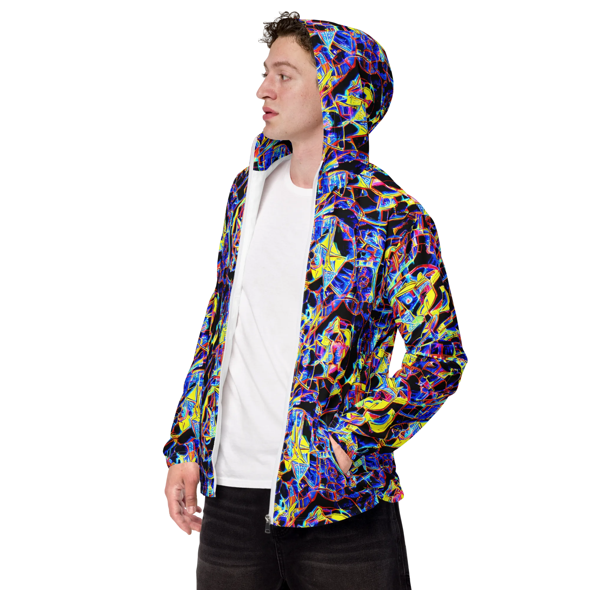 Futurist Frenzy on Men's Windbreaker — Left Front