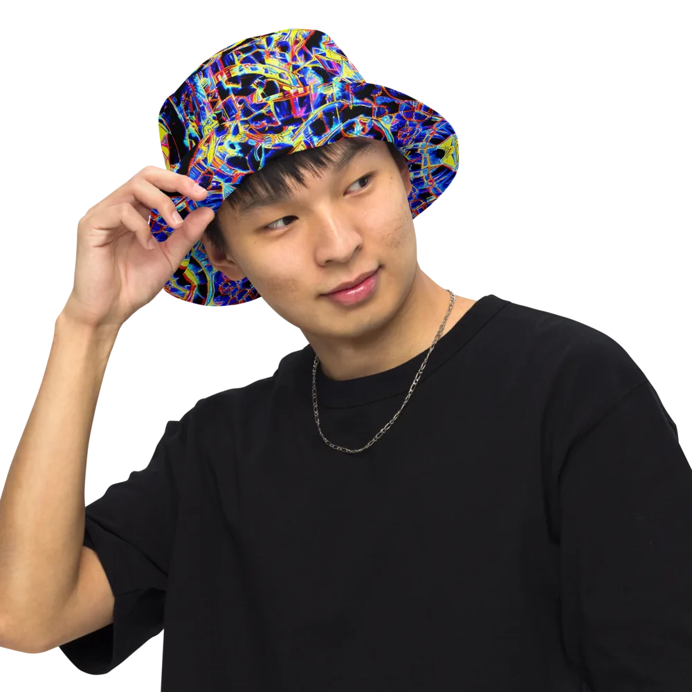 Futurist Frenzy on Reversible Bucket Hat — Front Inside