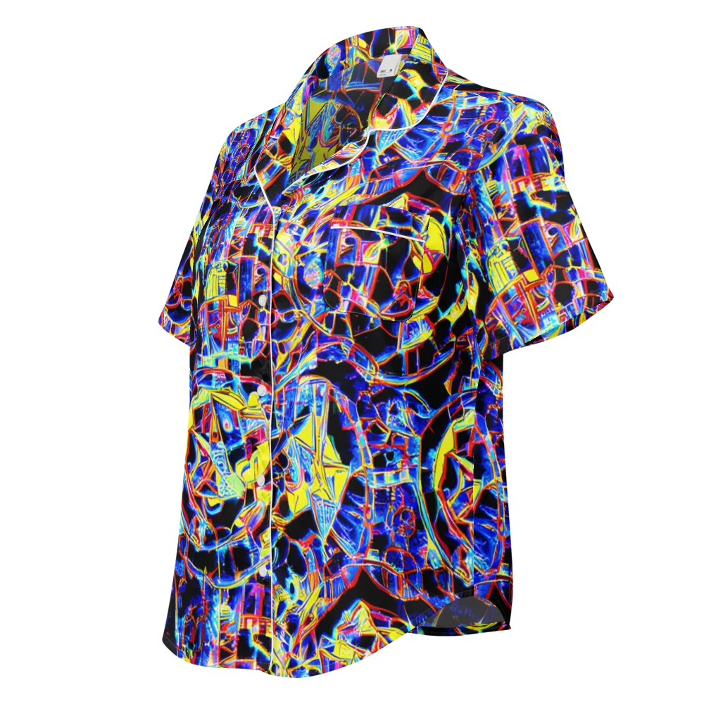 Futurist Frenzy on Women's Short Sleeve Pajama Top — Left Front