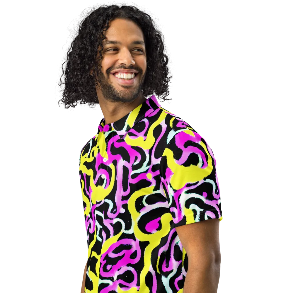 Laser Loops on Men's Slim Fit Polo Shirt — Left Front
