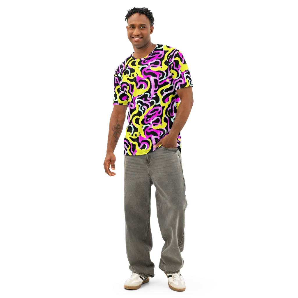 Laser Loops on Men's Cotton Crew Neck T-Shirt — Front