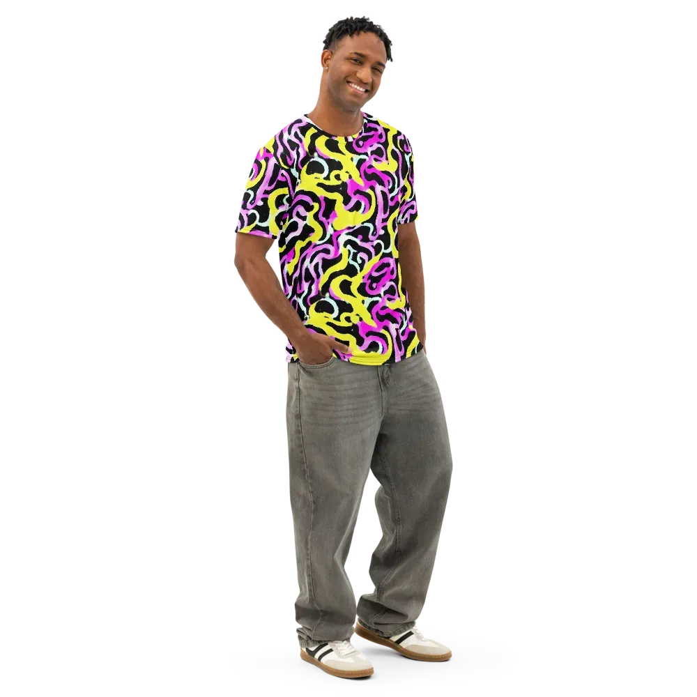 Laser Loops on Men's Cotton Crew Neck T-Shirt — Right Front