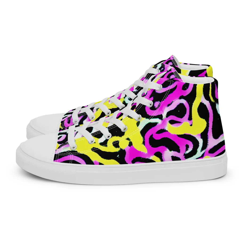 Laser Loops on Men's High Top Canvas Shoes — Left