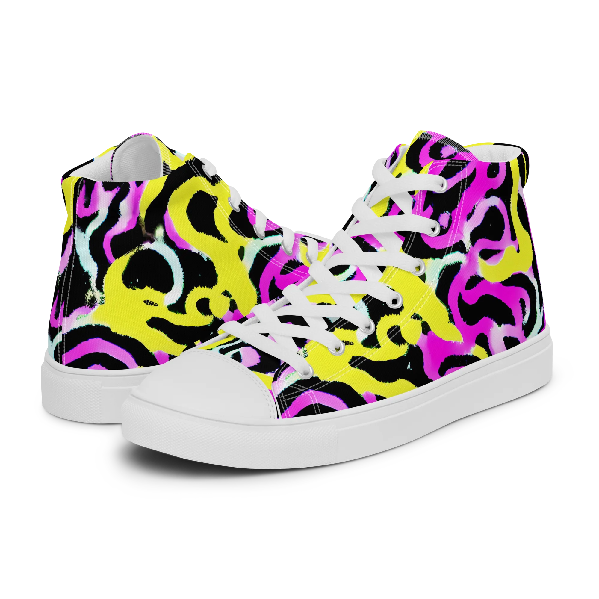 Laser Loops on Men's High Top Canvas Shoes — Left