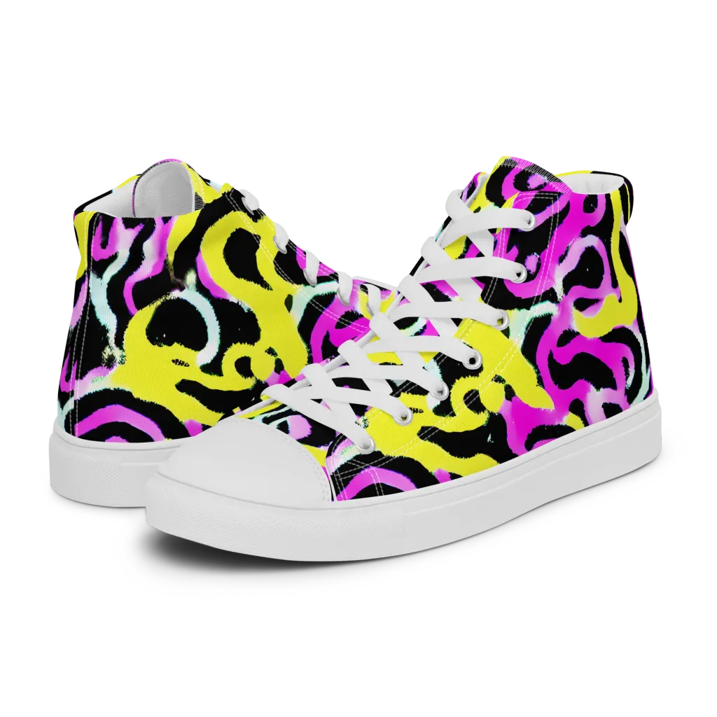 Laser Loops on Men's High Top Canvas Shoes — Left