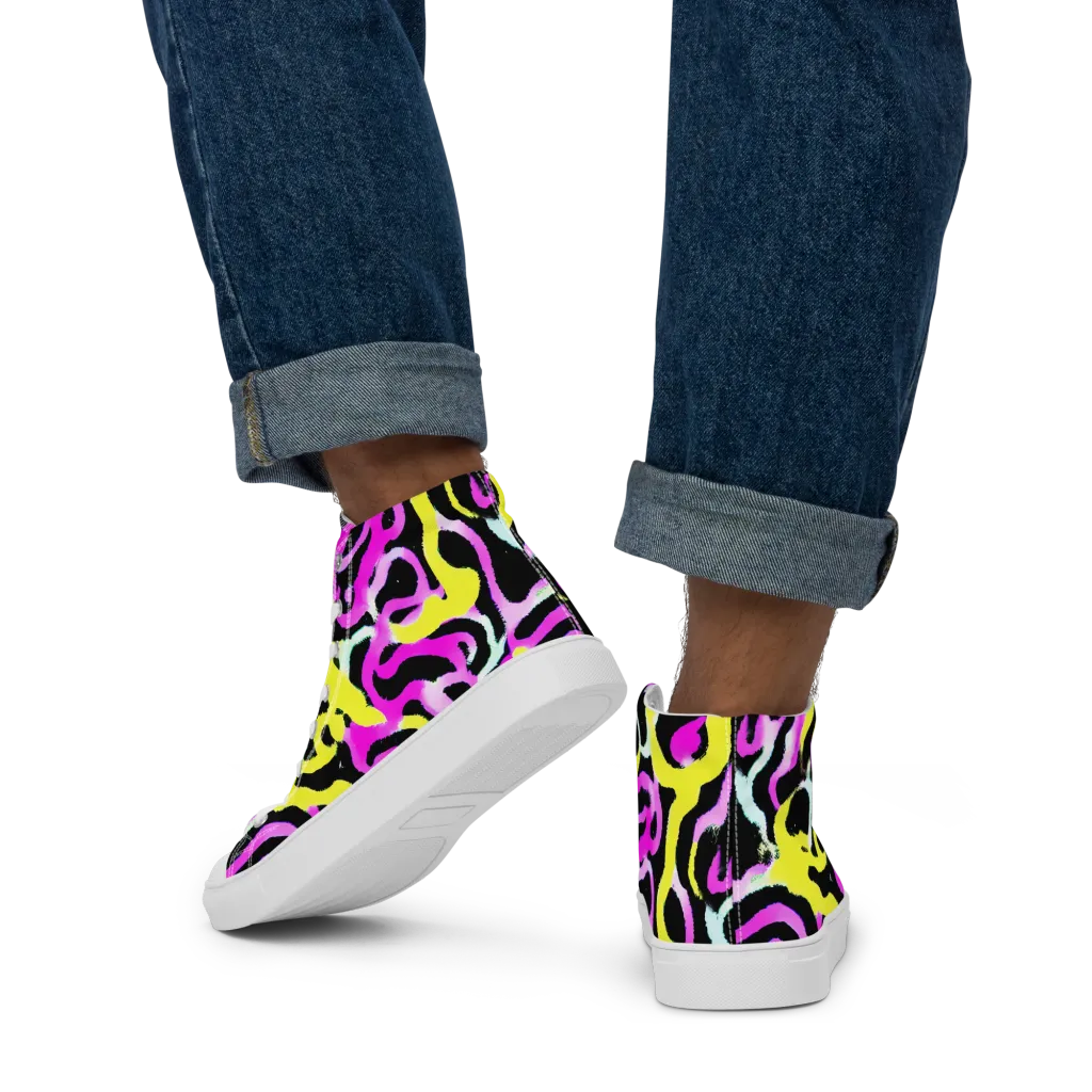 Laser Loops on Men's High Top Canvas Shoes — Back