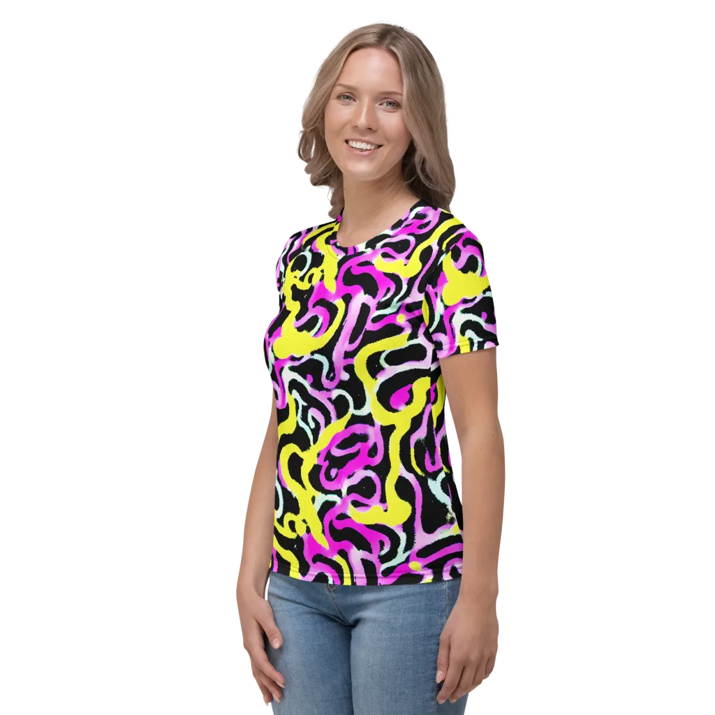 Laser Loops on Women's Crew Neck T-Shirt — Left