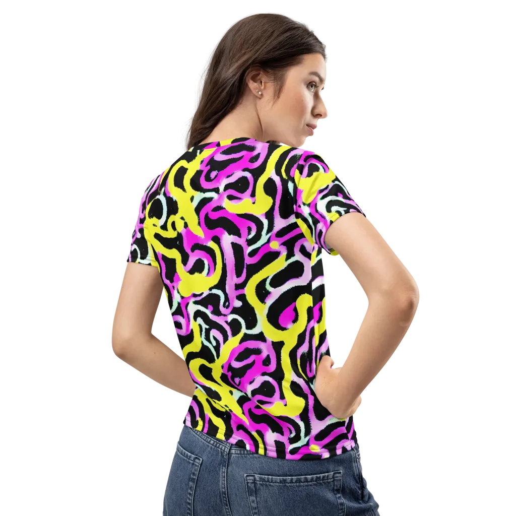 Laser Loops on Women's Crew Neck T-Shirt — Back