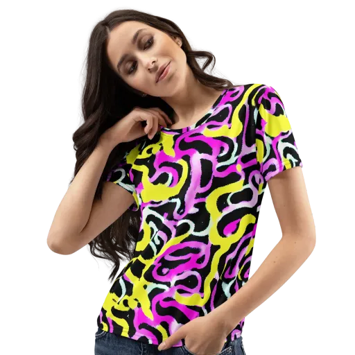 Laser Loops on a Women's Crew Neck T-Shirt