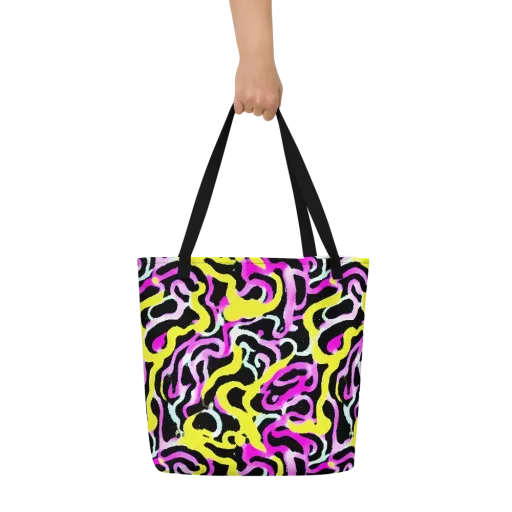 Laser Loops on a Large Tote Bag W/ Pocket