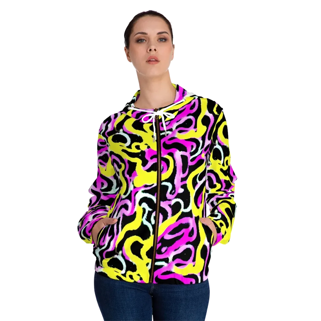 Laser Loops on Women's Full-Zip Hoodie — Front On Person
