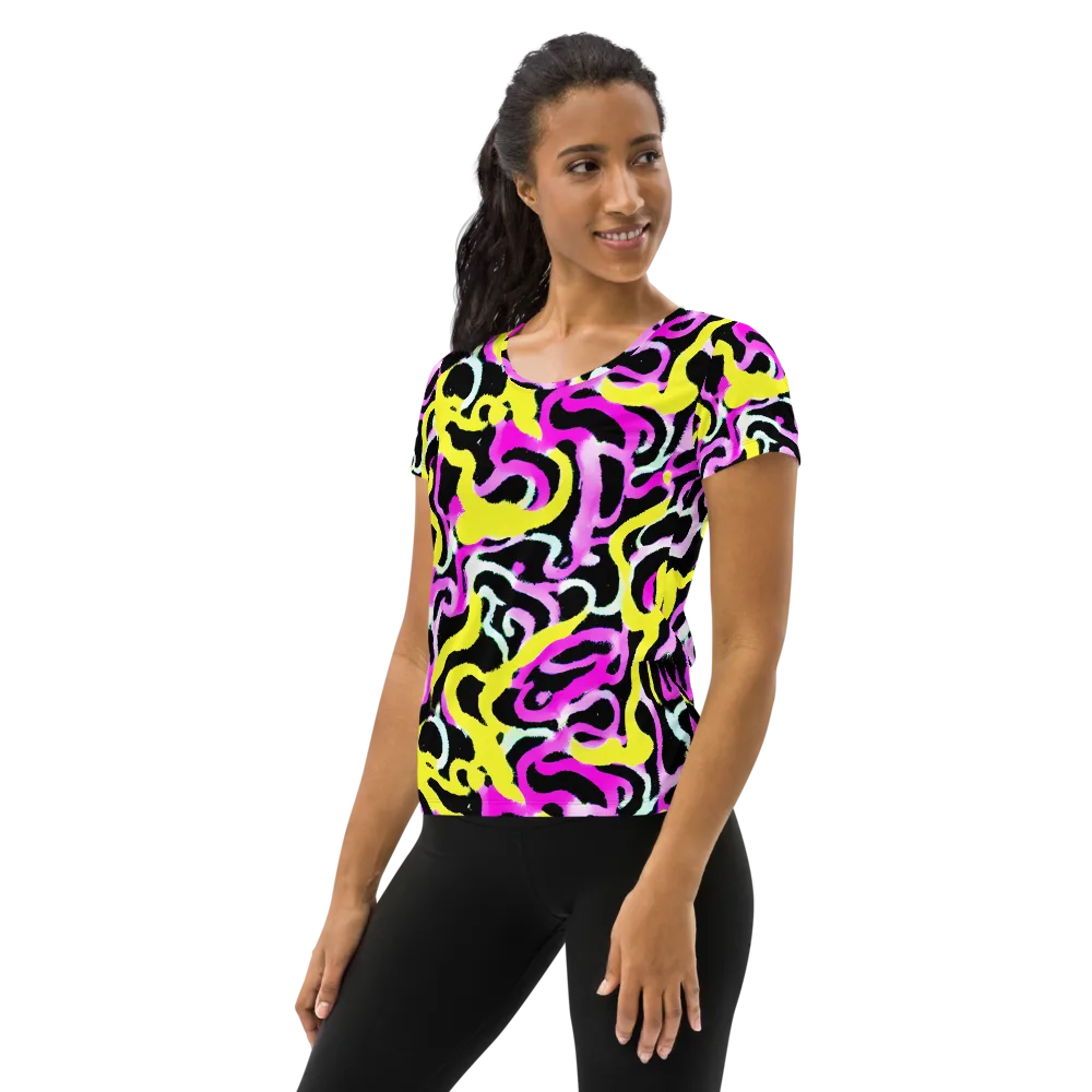 Laser Loops on Women's Athletic T-Shirt — Left