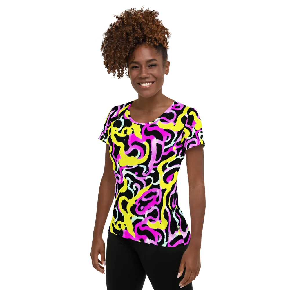 Laser Loops on Women's Athletic T-Shirt — Left