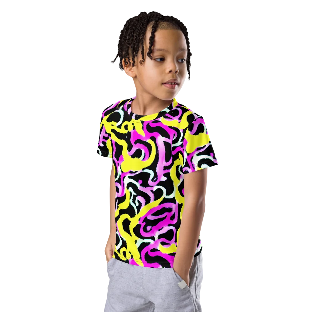 Laser Loops on Kids Crew Neck T-Shirt — Left Front